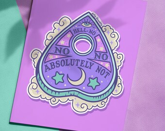 Hell No Pastel Planchette Print / Digital Art / Absolutely Not / Spooky Sassy Art / Witchy Ouija Board Fine Art Print