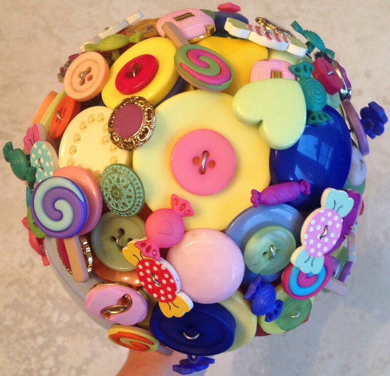 sweets button alternative keepsake BridalBridesmaid Bouquet Lollipop
