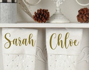 Custom Name Christmas Stocking Iron On Decal