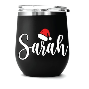 Personalized Christmas Name Decal: Custom Wine Tumbler Decoration