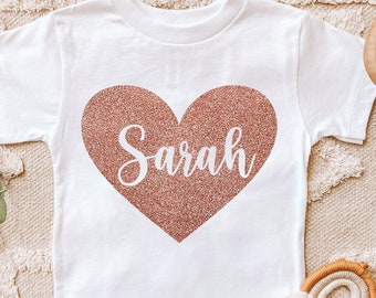 Glitter Name Iron On Transfer: Personalized Heart Shirt Design