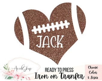 Personalized Football Heart Iron-on Transfer