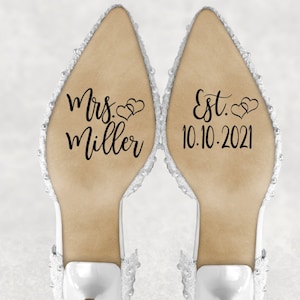 Personalized Wedding Shoes Vinyl Decal/ Wedding Vinyl Decal/ Shoes Decal for Wedding with Established Date , Wedding Details