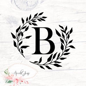 Laurel Wreath Letter Iron On Decal, Custom Monogram