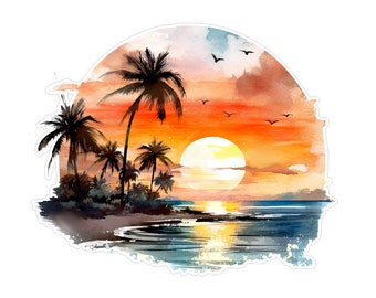 Sunset Palm Beach Iron-On Heat Transfer