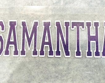 Custom Iron On Name - Glitter Heat Transfer - Personalized Decal