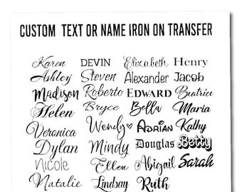 Custom Namer or Text Iron on Transfer Personalized Name Heat transfer Label for clothing  Word Iron on Vinyl