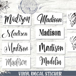 Name Decal Sticker , Vinyl Decal  Name Sheet, Custom Name Decals, Back to School Labels, School Label Decals, Name Stickers, ( Pack of 8)