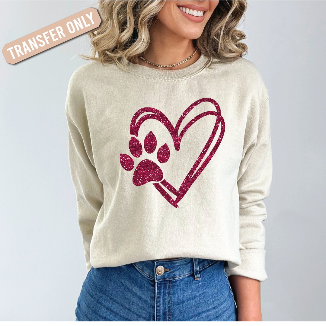 Paw Iron on Decal/ Heart Paw Heat Transfer / Pet Love Gifts/ - Etsy