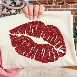 Glitter Kiss Lips Iron-on Transfer