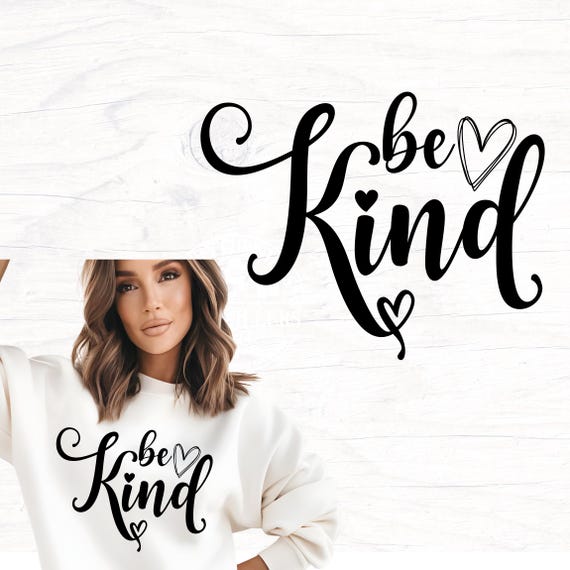 Be Kind T-Shirt - White Text With A White Heart Accent Be Kind T-Shirt - White Text With A White Heart Accent