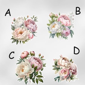 Flower Iron on Transfer, Peonies Flower Iron on Vinyl Heat Transfer Ready To press Heat Transfer Design