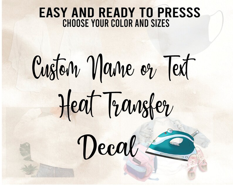 Custom Iron On Custom Transfer Name or Text Iron on Decal Etsy