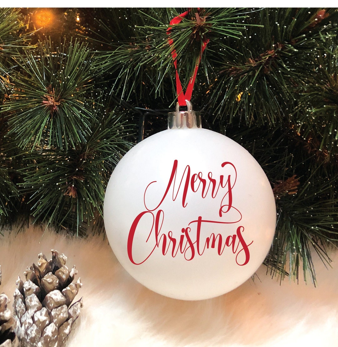 Set of 5 Merry Christmas Vinyl Decals, for Christmas Ornaments