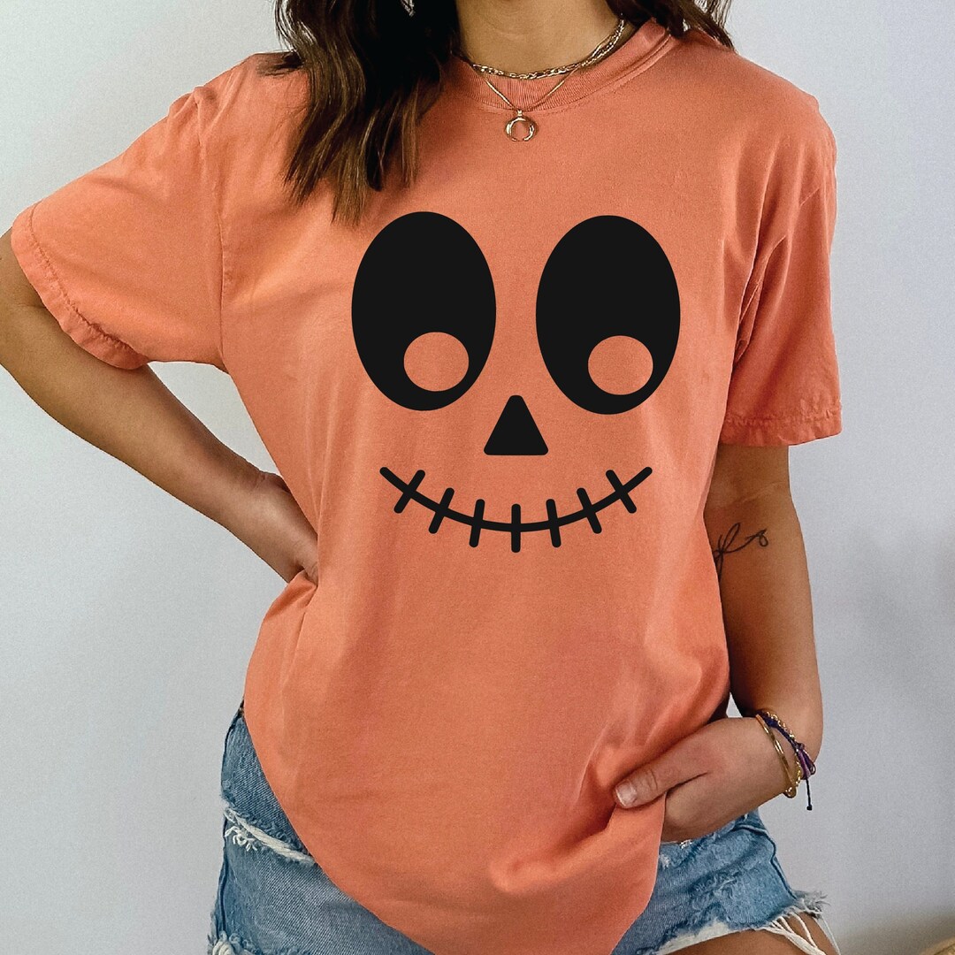 Pumpkin Face Iron on Halloween Shirt Design Heat Transfer Decal for