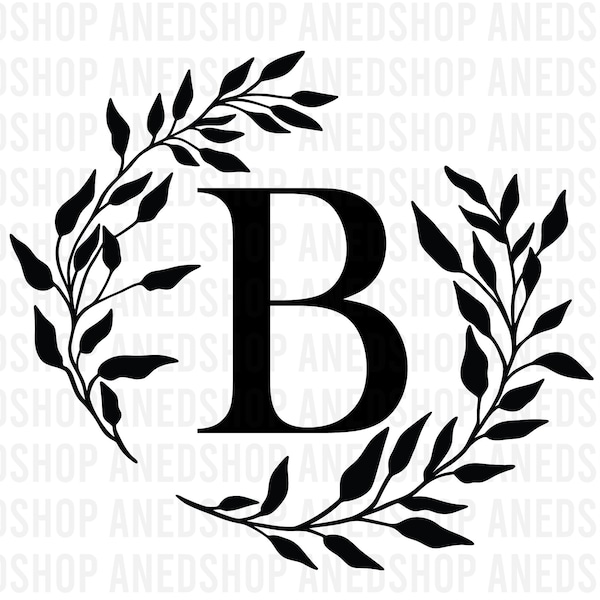 Letter Iron on Laurel Wreath Letter Monogram Iron on Decal Letter Iron on Transfer Custom Monogram Laurel Wreath Iron on Ready to press