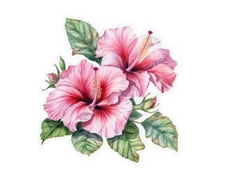 Flower Iron on Transfer Hibiscus Flowers Iron on Vinyl Heat Transfer or Adhesive Sticker Vinyl