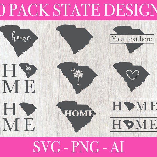 South Carolina state silhouette with heart svg cut files for Cricut and Silhouette