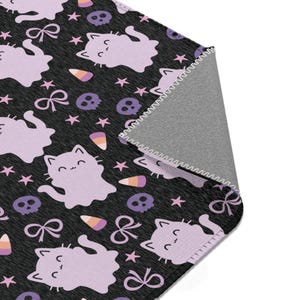 Ghost Kitty Rug Halloween Ghost Rug Area Rugs Spooky Rug Cute Halloween Rug Doormat Black and White Ghost Rug Kitchen Rug Candy Corn