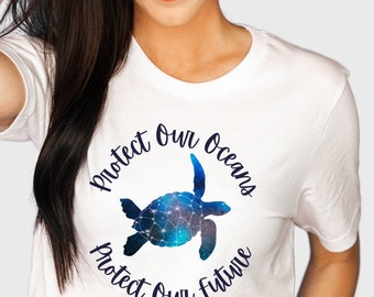 Protect Our Ocean Protect Our Future Shirt Womens Turtle TShirt Save Our Ocean Clean the Sea Earth Day Keep Ocean Blue Plastic Free Tee