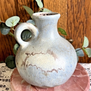 VTG Stoneware Ruscha Pottery Jug/Vase Soft Blue Brown Cream W/Handle W. Germany