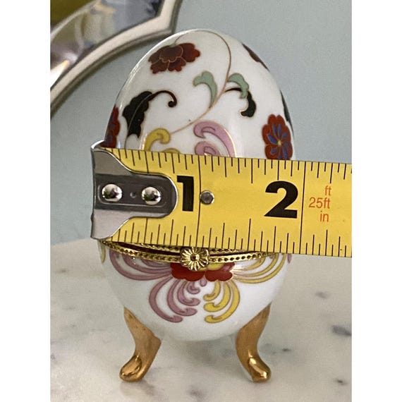 Footed Ceramic Egg Trinket Box - Easter Display, … - image 7