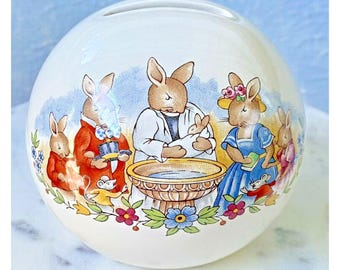 Royal Doulton Bunnykins Bank BUNNYKINS Celebrate Your Christening Baby Bank