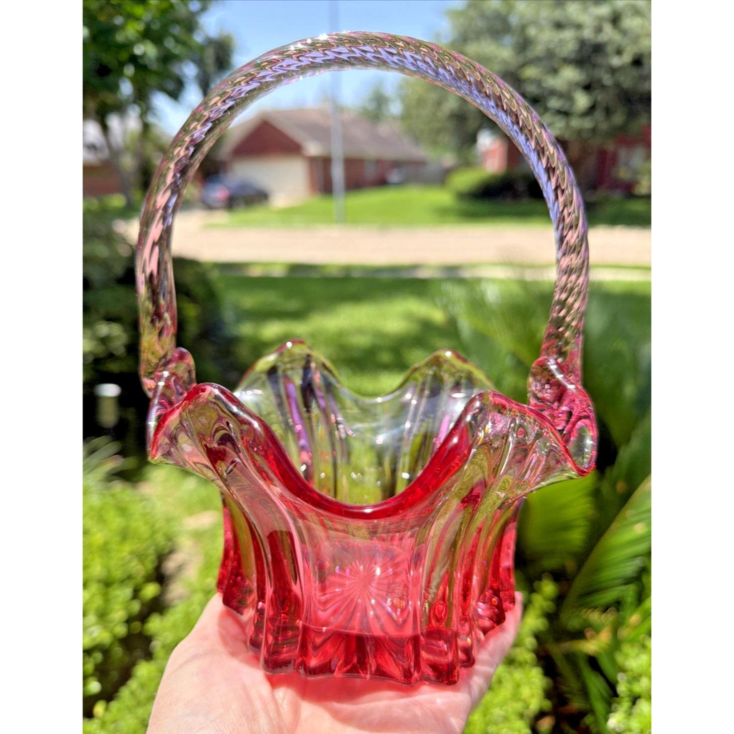 Fenton Pink Basket - Etsy