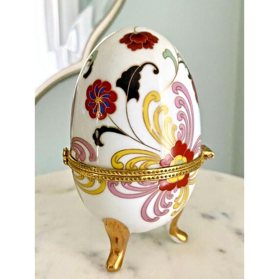 Footed Ceramic Egg Trinket Box - Easter Display, … - image 3