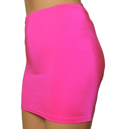 Sexy Hot Pink Mini Skirt Spandex Stretch Uv Neon Short Tight Etsy