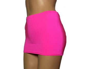 Bright UV Neon Flo Pink Spandex Micro Mini Skirt Short & Sexy CS9