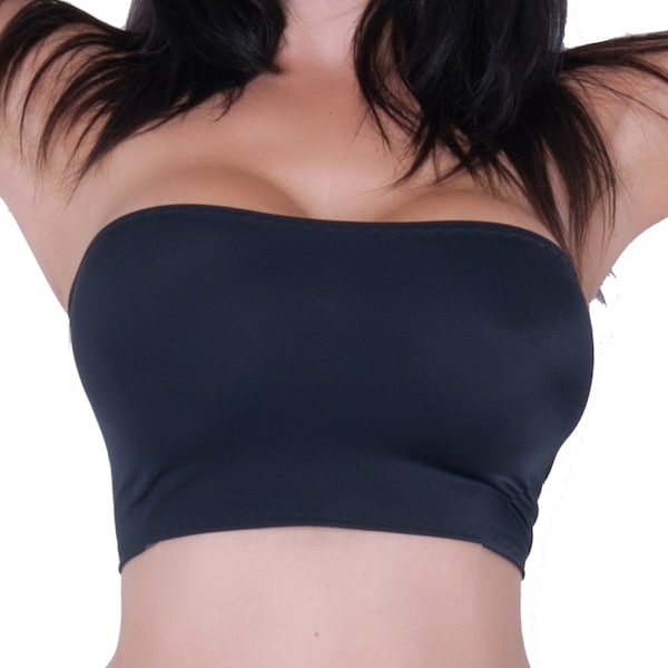 Black Stretch Boob Tube Matt Spandex Bandeau Stretch Top Club Party Sexy BM