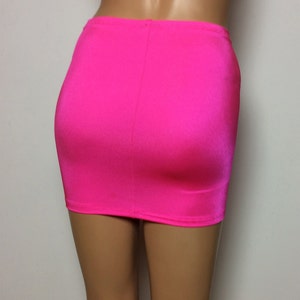 Sexy Hot Pink Mini Skirt Spandex Stretch UV Neon Short Tight Clubwear Party S9 image 2