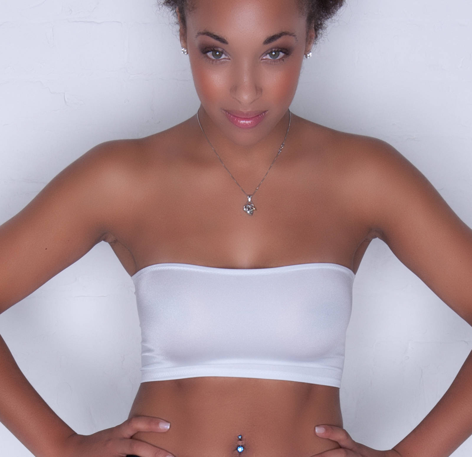 White Satin Elastane Spandex Boob Tube Top Shiny Stretch Bandeau