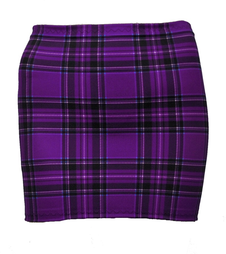 Purple Royal Stewart Tartan Mini Skirt Bodycon Tight Short Party Dancer Clubwear S142