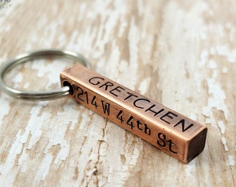 Hand stamped 4 sided bar dog tag in Antiqued Copper / NEW FONT OPTIONS!! / dog id tag / dog tags for dogs / unique dog tags