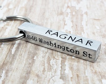 Hand stamped 4 sided bar dog tag in Aluminum / NEW FONT OPTIONS!! / dog id tag / dog tags for dogs / unique dog tags