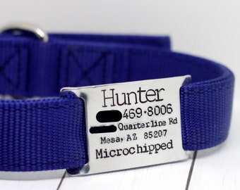 Hand stamped dog collar slide ID tag for 1" - 1.2" width collars / dog tags for dogs / personalized / custom / large dog / dog ID tag