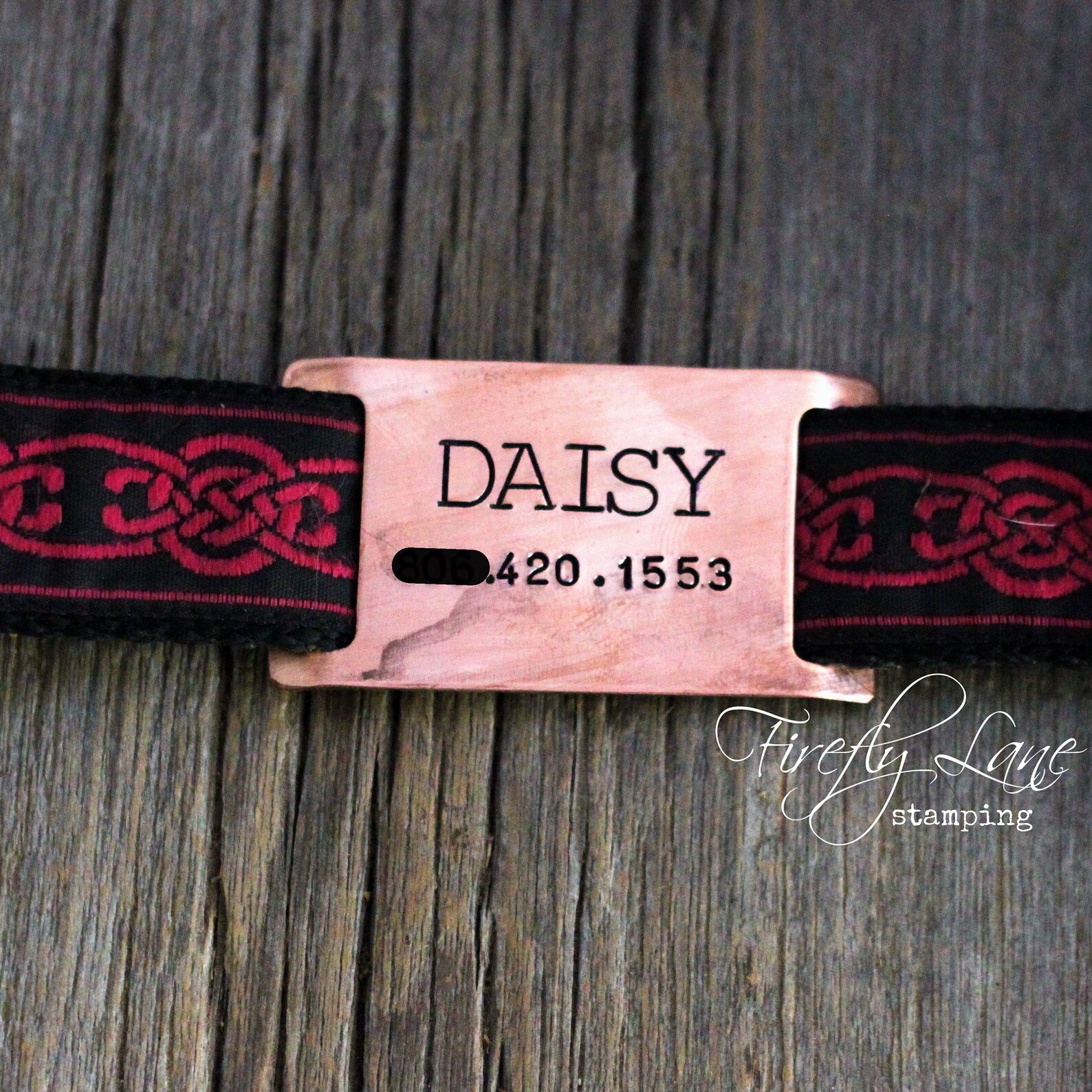 Hand Stamped Antiqued Copper Dog Collar Slide ID Tag for 1 Etsy