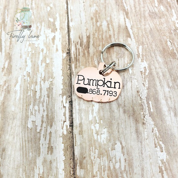 Hand stamped pumpkin dog tag / dog tags for tags / fall dog Etsy