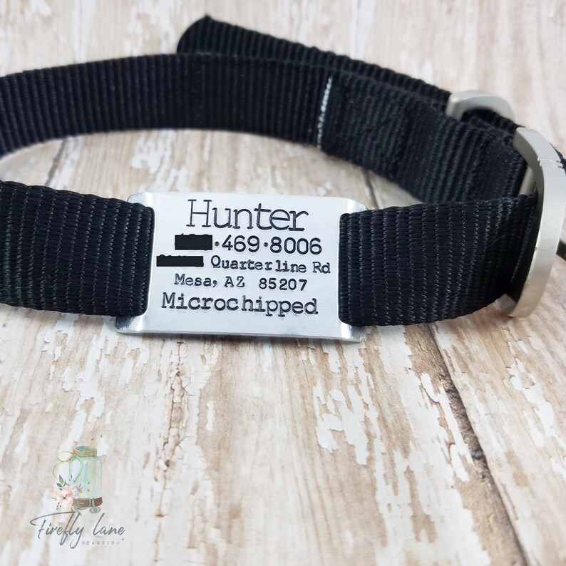 Hand Stamped Dog Collar Slide ID Tag for 1 1.2 Etsy