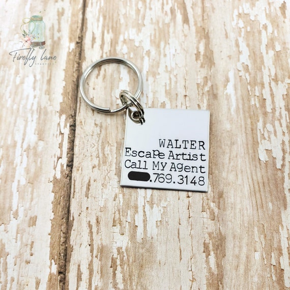 Pet Collar ID Tag Hand Stamped Escape Artist