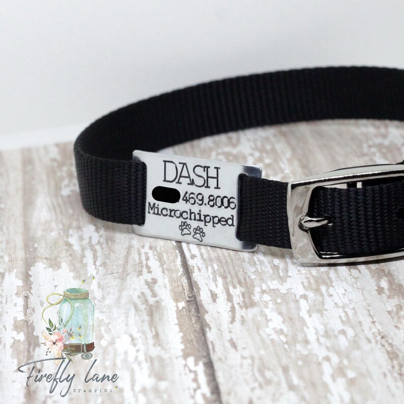 Hand stamped slide dog ID tag for collars 5/8