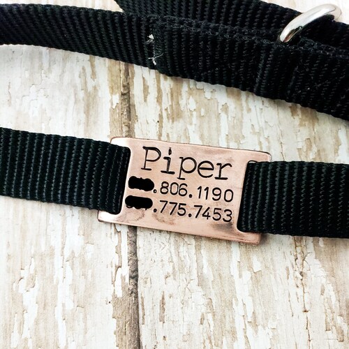 Hand Stamped Gold Toned Brass Dog Collar Slide ID Tag for Etsy