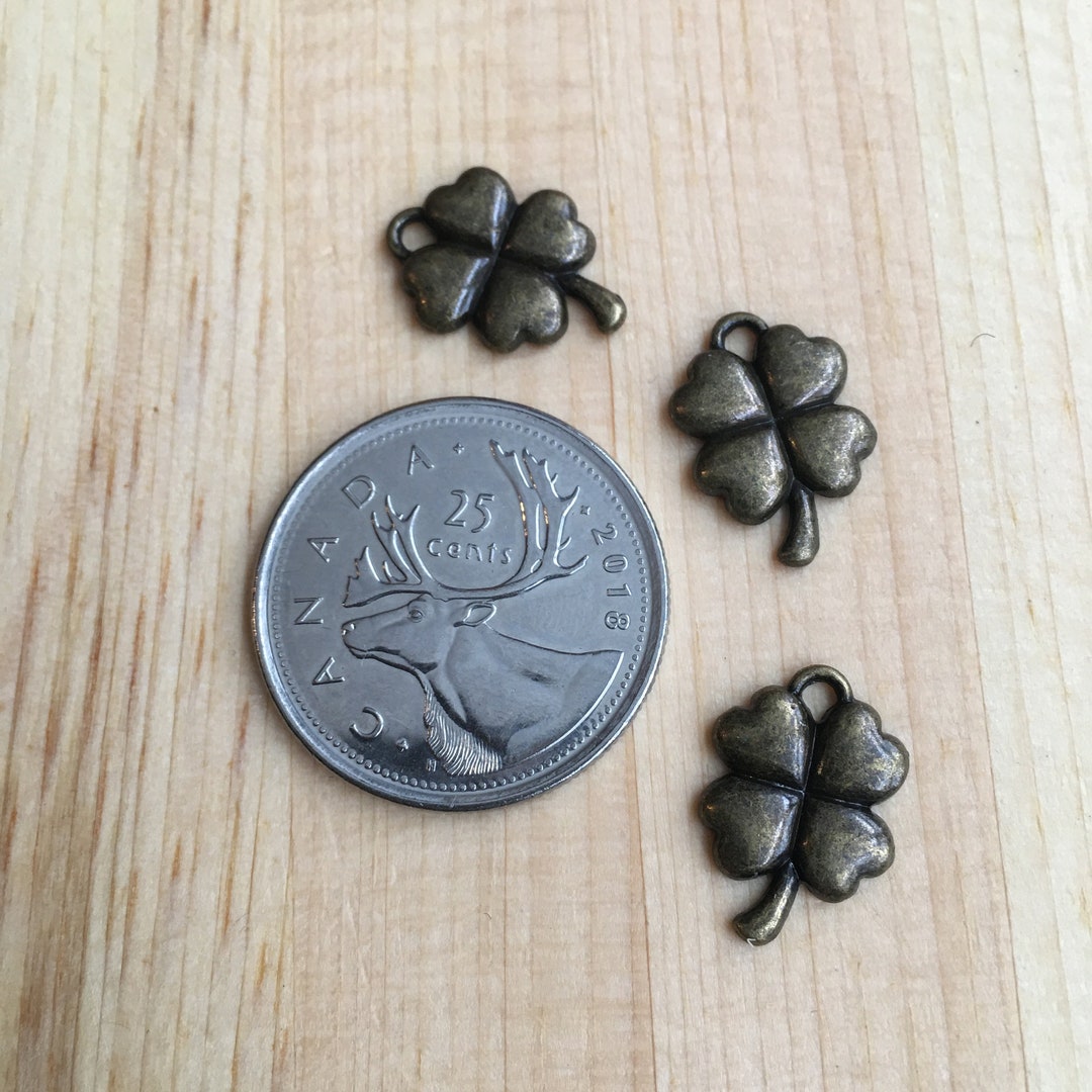 Antique Brass Four Leaf Clover Trefoil Charm Etsy