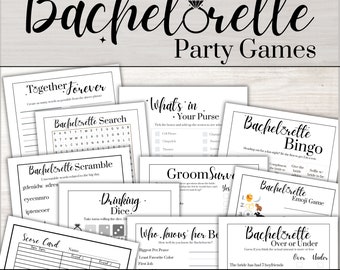 Bachelorette Games | Bachelorette Bingo | 14 Party Game | Clean | Hen Party | Bachelorette Party Game | Minimalist Style | Let's Go Girls