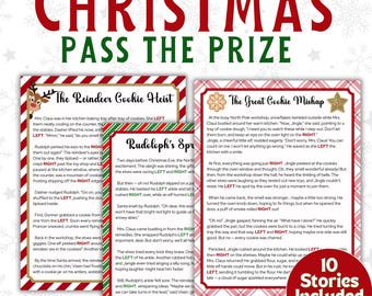 Pass den Preis, Weihnachtsgeschenkbörse Links Rechts Spiel für alle Altersgruppen, beinhaltet 10 druckbare Pass die Preisgeschichten mit Urlaubsthemen