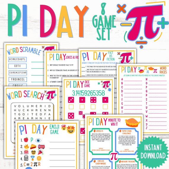 Pi Day Game Set | Pi Day Activities | Pi Day for Classrooms | Pi Day Kids Game | Pi Day Trivia | Pi Day Party | Math Activities | Homeschool