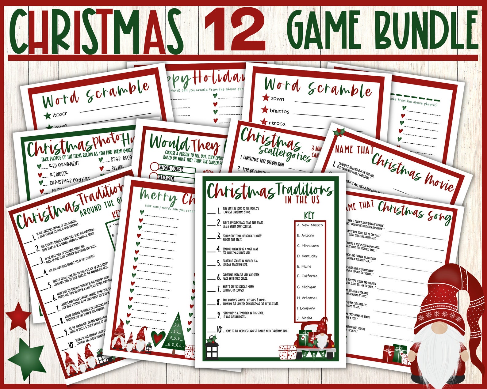 Christmas Games Bundle Family Holiday Games Teen Christmas Games Kids