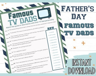 Father's Day Games | Printable Fathers Day Games | TV Trivia | Dad Games | Famous TV Dads | Father's Day Activity | Party Games | Dad Trivia